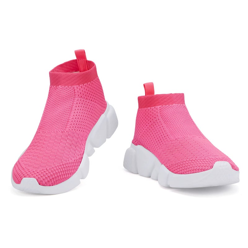 Casbeam Women's Running Knit Comfortable Lightweight Breathable Casual Sports Shoes Fashion Sneakers Slip-On Walking Shoes Pink&White Size 11 - Image 2